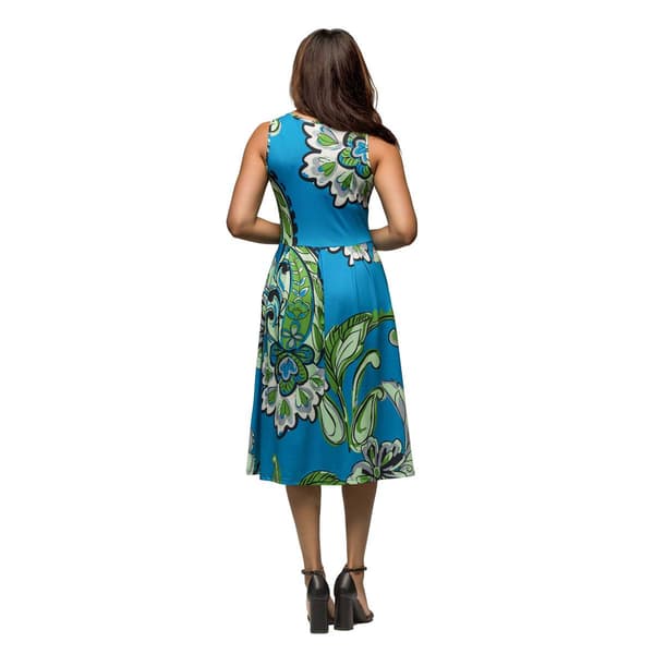 Womens 24/7 Comfort Apparel Blue Paisley Fit & Flare Dress