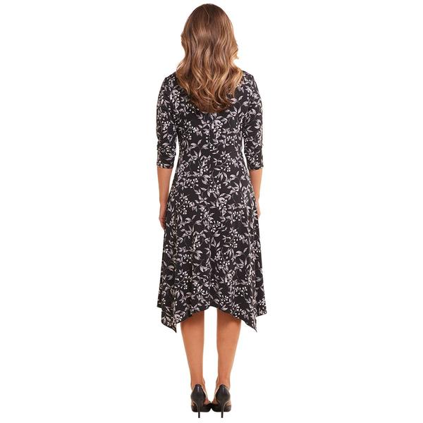 Petite Perceptions 3/4 Sleeve ITY Floral Faux Wrap Dress