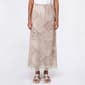 Juniors Pink Rose Print Mesh Rosette Midi Skirt- Sage - image 2