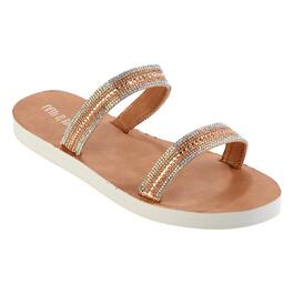 Womens Fifth & Luxe Rhinestone 2 Strap Slide Sandals