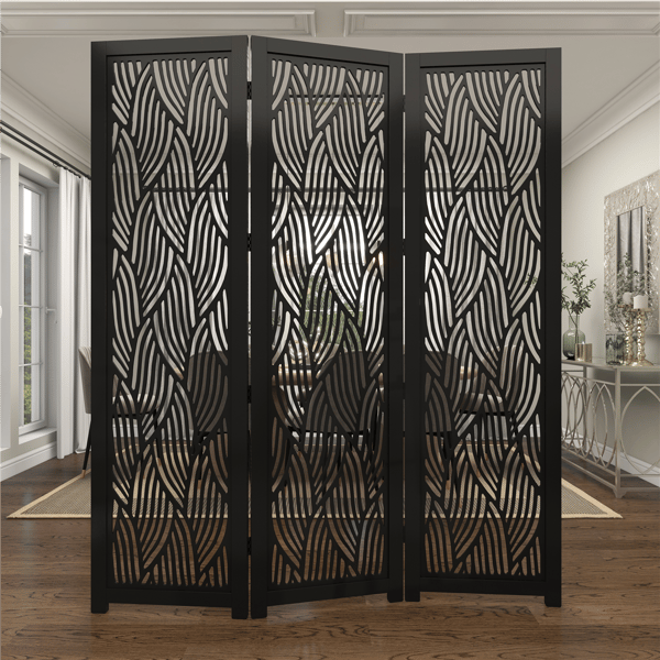 9th & Pike® Modern Black Wooden Room Divider Screen