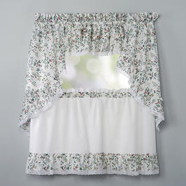 Country Floral Print Ruffled Tiered Curtains