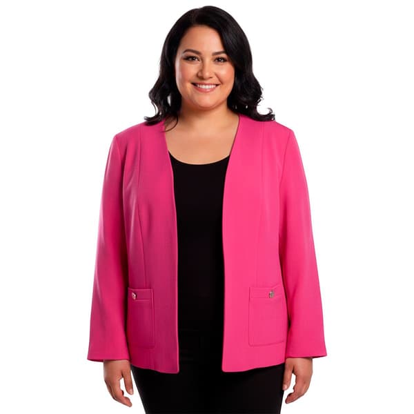 Plus Size Kasper Long Sleeve Open Patch Pocket Blazer - image 