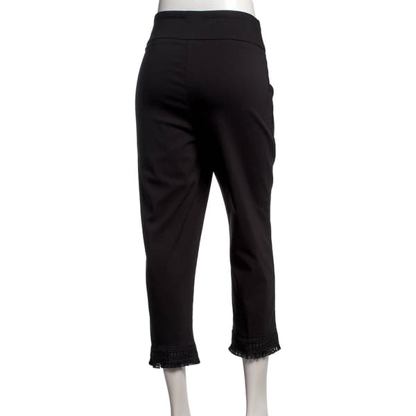 Womens Zac & Rachel Solid Embroidered Fringe Crop Pants