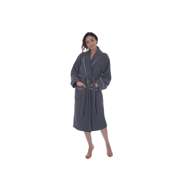 Unisex Ozan Premium Home Majesty Turkish Cotton Waffle Bath Robe - image 