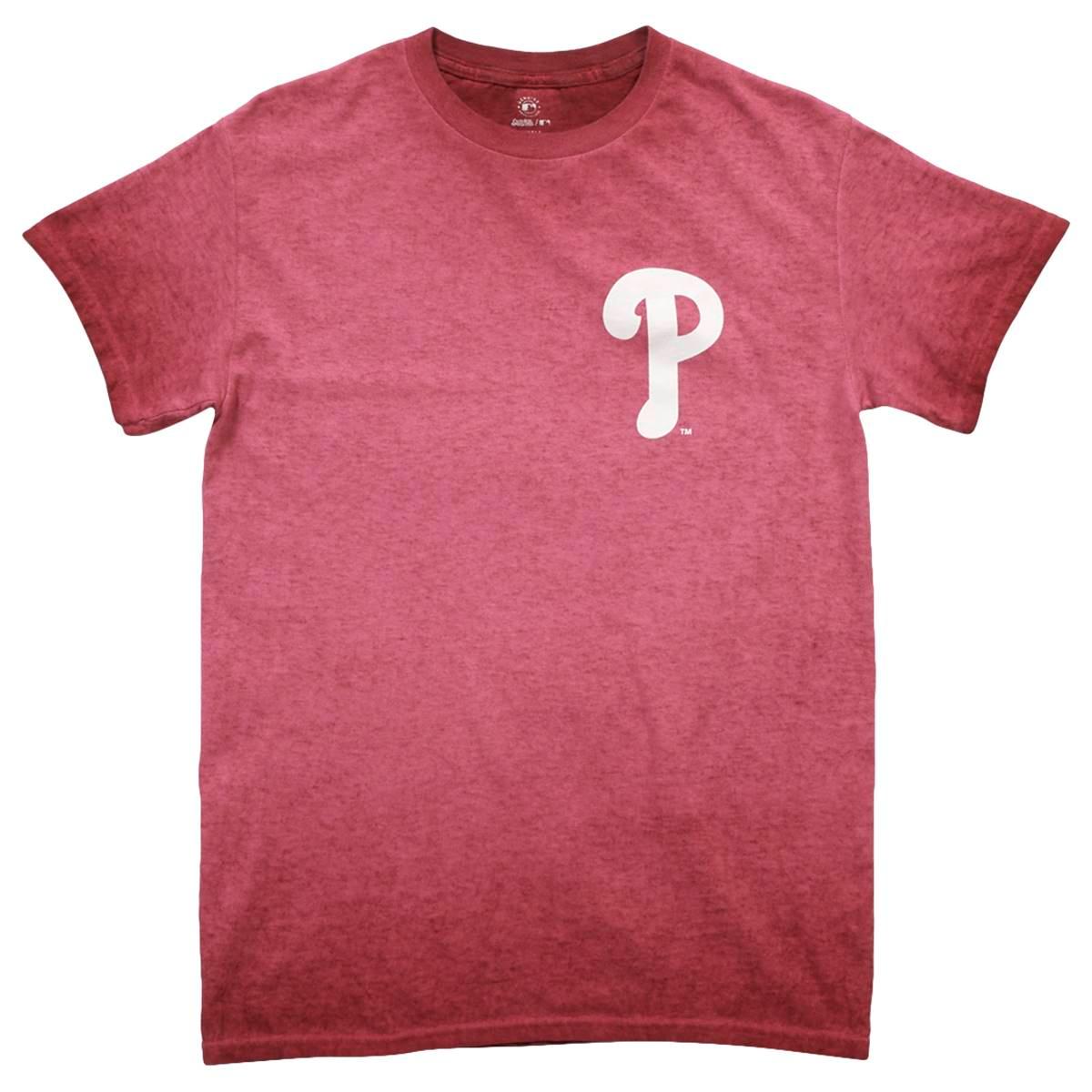 Mens Phillies Short Sleeve Striped Ombre Chest Logo Tee