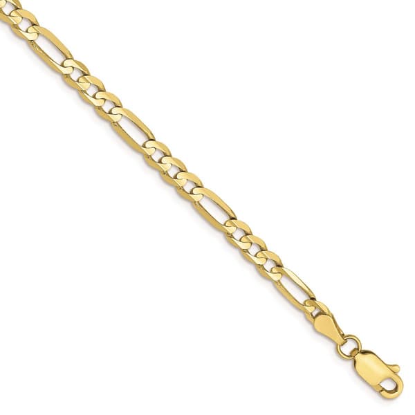Unisex Gold Classics&#40;tm&#41;10kt. 4mm 8in. Concave Figaro Chain Bracelet