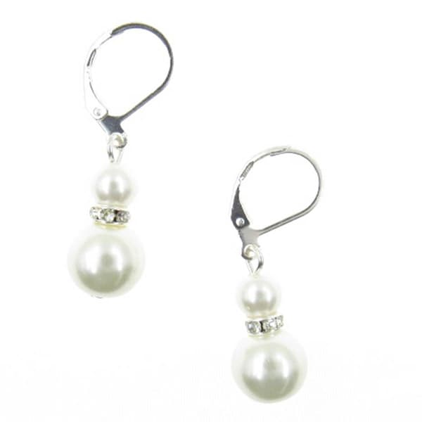 Rosa Rhinestones Pearl Dangle Earrings - image 