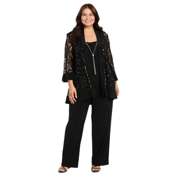 Plus Size R&M Richards 3pc. Sequin Swing Jacket & Pants Set