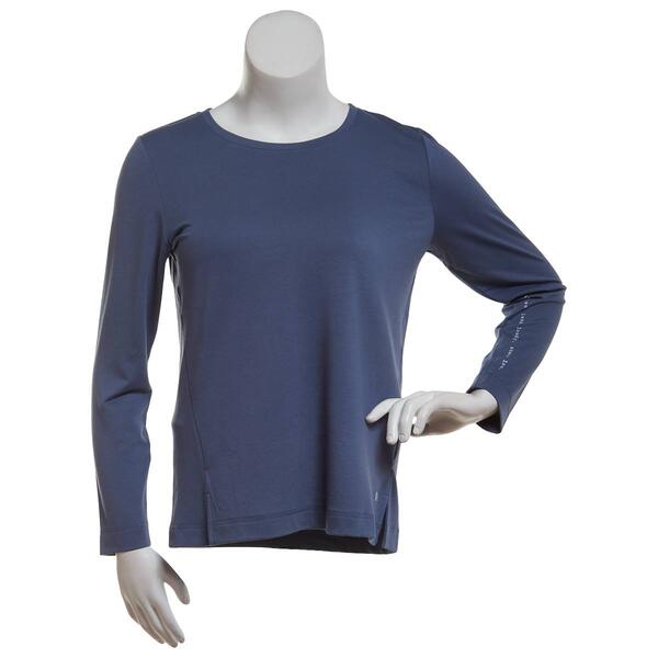 Womens HUE&#40;R&#41; Crew Neckline Long Sleeve Solid Pajama Tee - image 