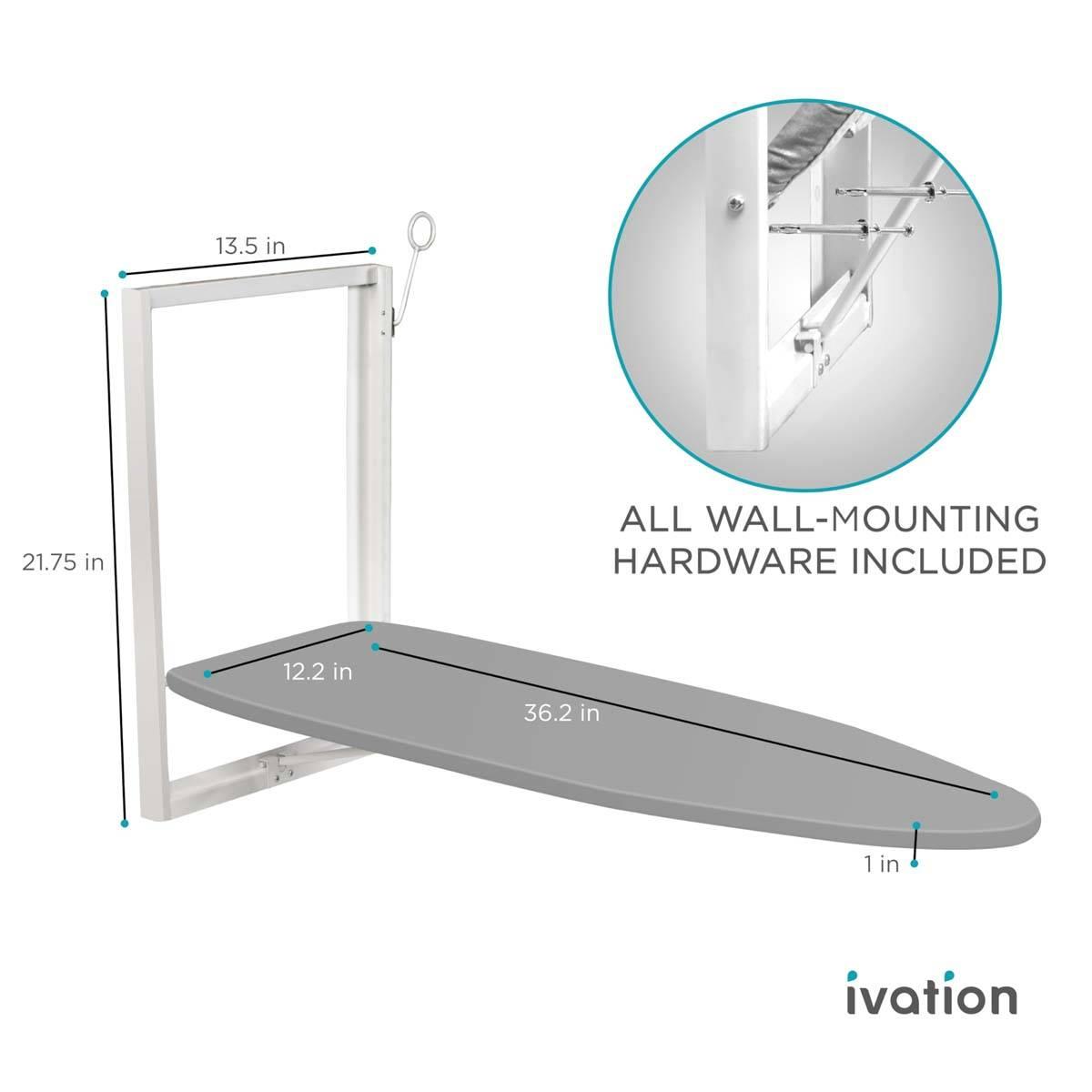 Ivation Wall Mounted Foldable Iron Board w/ Removable Cover