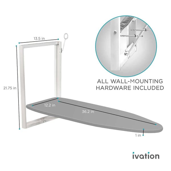 Ivation Wall Mounted Foldable Iron Board w/ Removable Cover