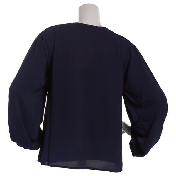 Womens Cece Long Sleeve Pintuck Scallop V Neck Blouse