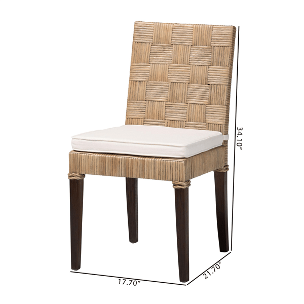 bali & pari Fatima Natural Rattan Dining Chair with Cushion