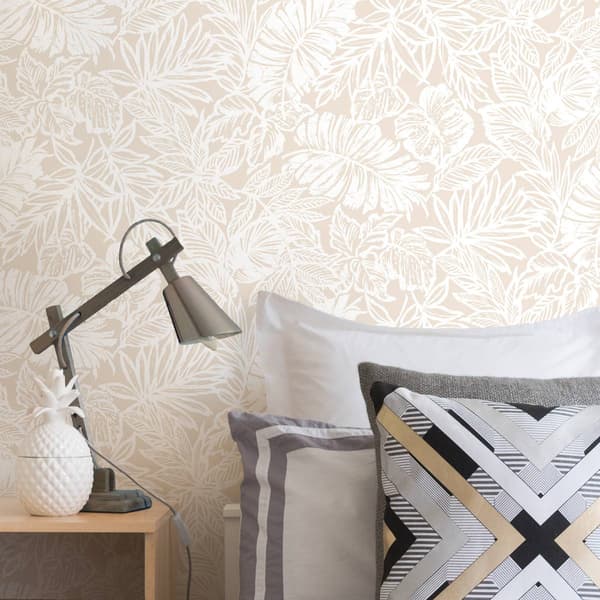 RoomMates® Beige Batik Tropical Leaf Peel & Stick Wallpaper