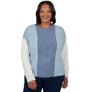 Plus Size Skyes the Limit Icy Blue Sparkle Color Block Sweater - image 1
