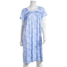 Womens Laura Ashley&#40;R&#41; Short Sleeve Brush Stroke Floral Nightgown