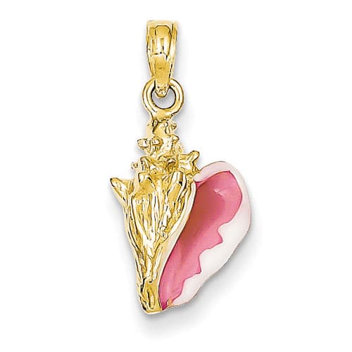 Gold Classics&#40;tm&#41; 14kt. 3-D Enameled Conch Shell Pendant - image 