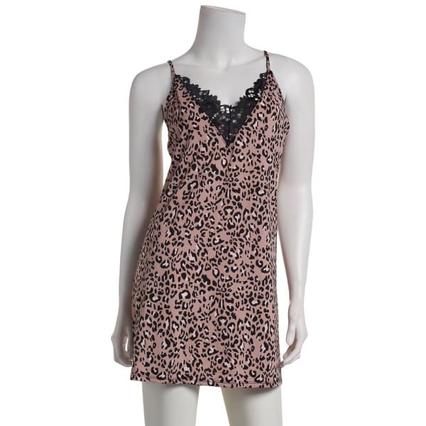 Womens Jessica Simpson Leopard Cami Chemise w/Back Keyhole