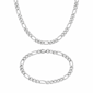Mens Iron Saints 6mm Figaro Link Silver Necklace & Bracelet Set - image 1