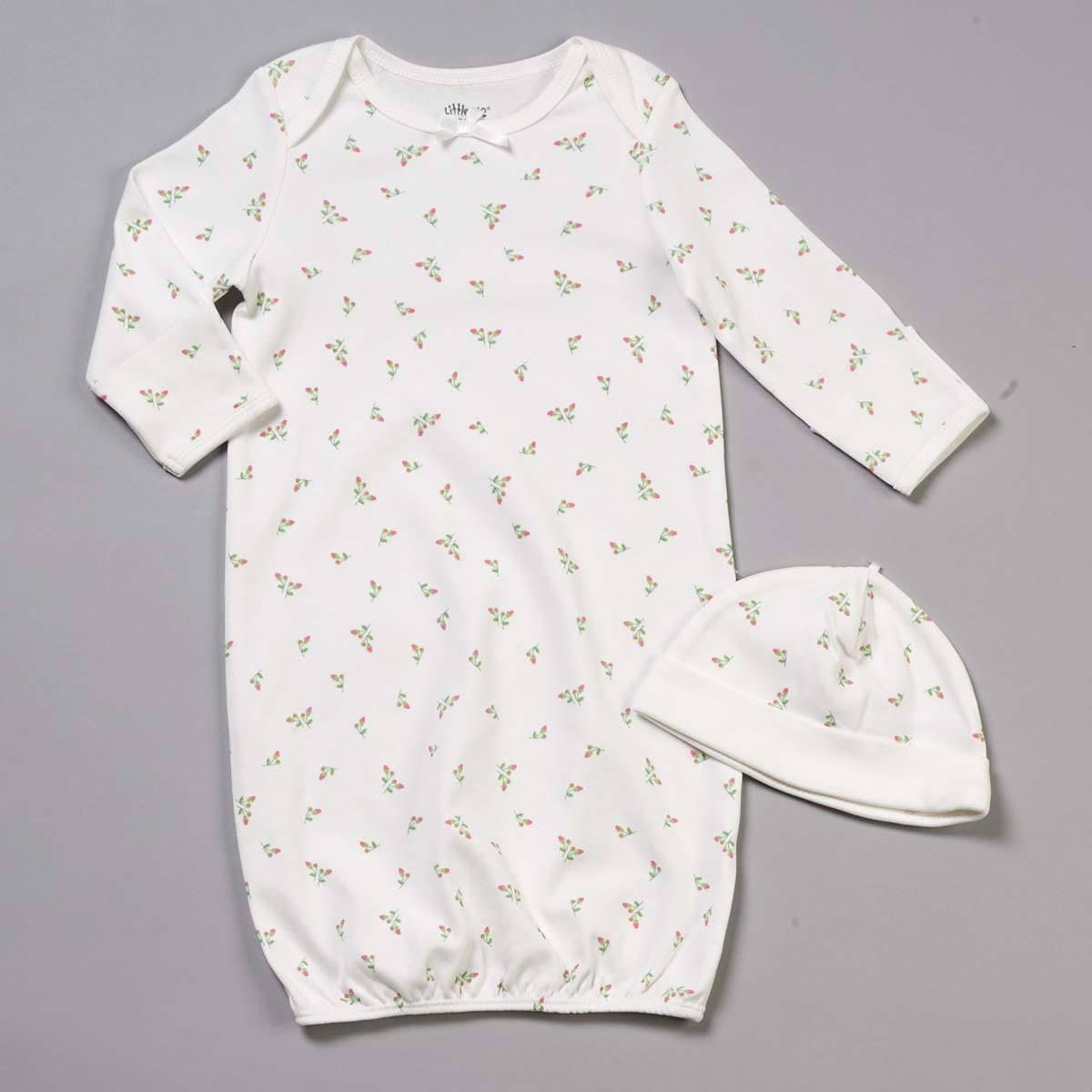 Baby Girl (NB-3M) Little Me® Rosebud Gown & Nightgown Set