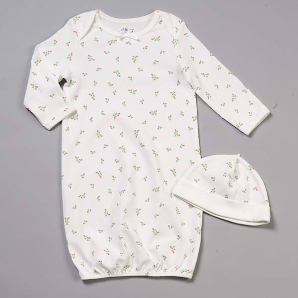 Baby Girl (NB-3M) Little Me Rosebud Gown & Hat Set - image 