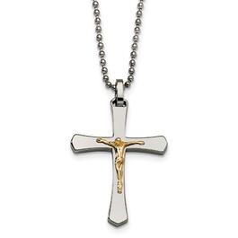 Mens Gentlemen's Classics&#40;tm&#41; 14kt. Gold Accented Crucifix Necklace