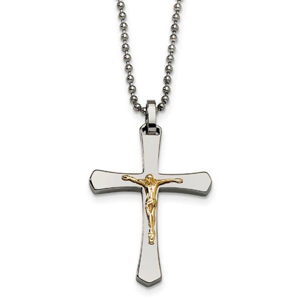 Mens Gentlemen's Classics&#40;tm&#41; 14kt. Gold Accented Crucifix Necklace - image 