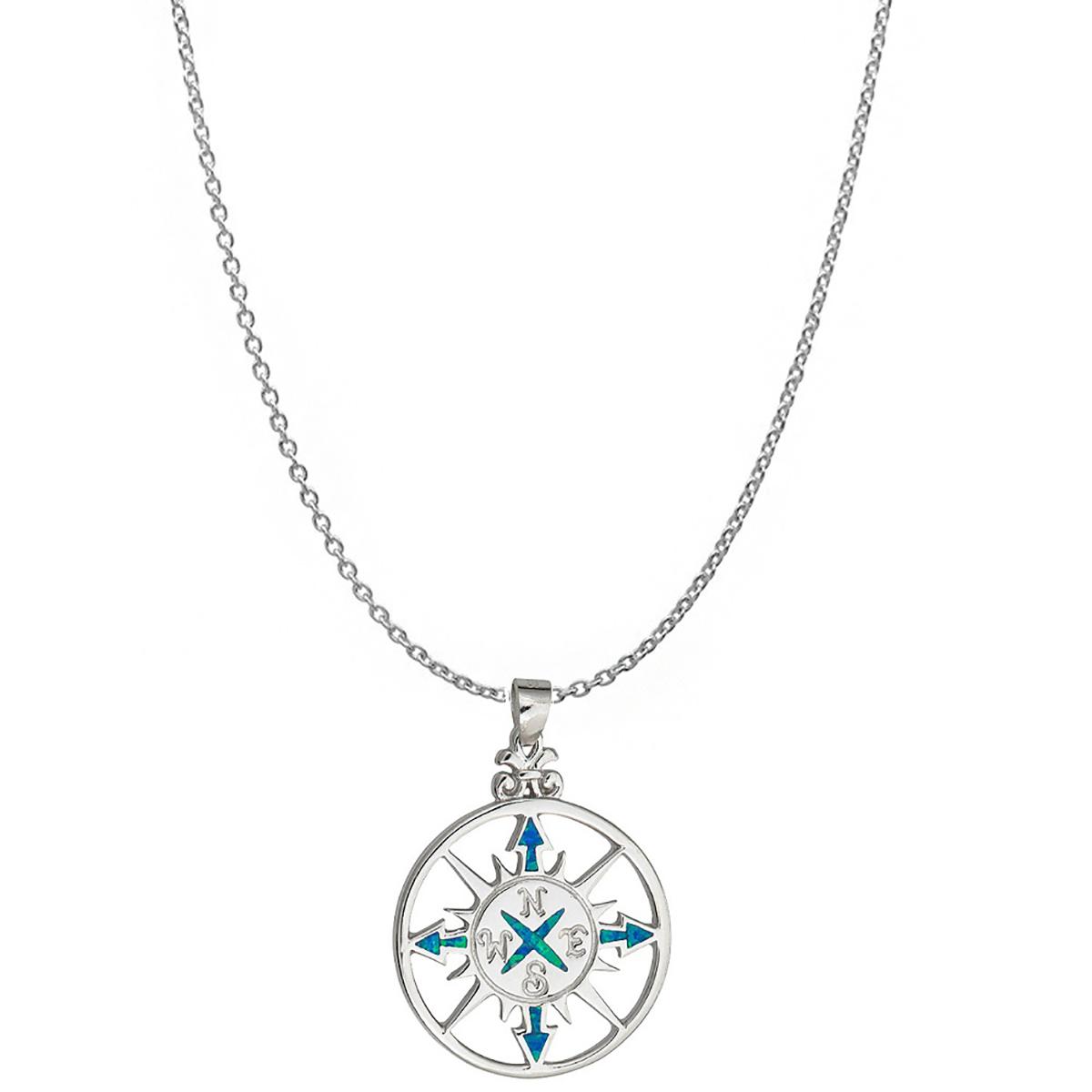 Gemstone Classics™ Silver Created Opal Compass Necklace