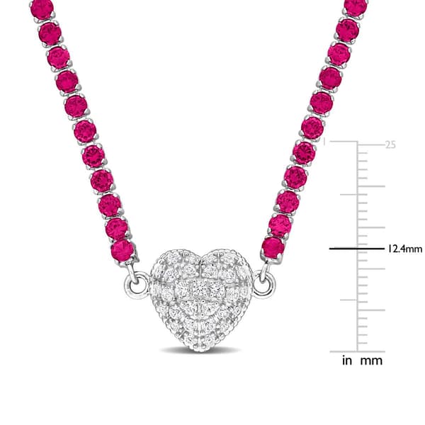 Sophia B 14 7/8ctw. Created Ruby & White Sapphire Collar Necklace