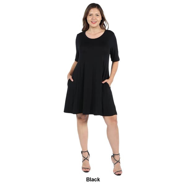 Plus Size 24/7 Comfort Apparel Knee Length Fit & Flare Dress