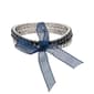 Roman Silver-Tone Square Crystal 3 Row Stretch Bracelets - image 1