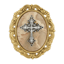 Symbols of Faith 14kt. Gold Dipped Semi-Precious Oval Brooch