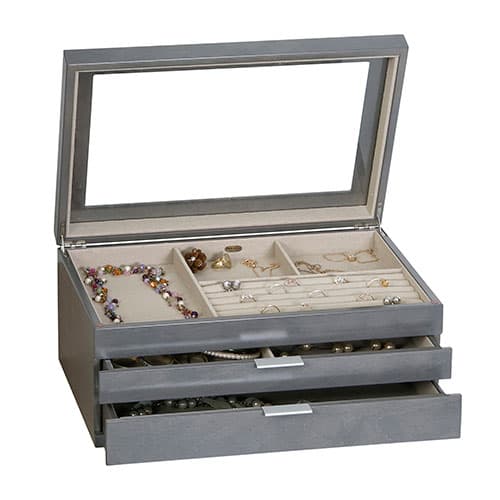 Mele & Co. Misty Glass Top Wooden Jewelry Box