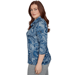 Womens Alfred Dunner Classics Paisley Scroll Cowl Neck Sweater
