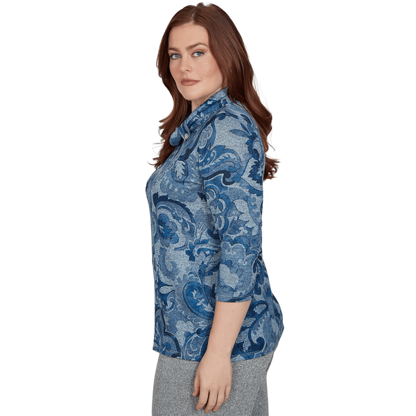 Womens Alfred Dunner Classics Paisley Scroll Cowl Neck Sweater