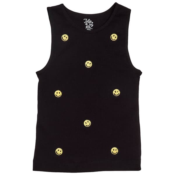 Girls (7-16) Jolie & Joy Smiley Embroidered Seamless Tank Top - image 