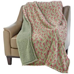 Mountain Ridge Sweet Stripes Print to Sherpa Throw