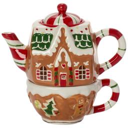 Home Essentials 3pc Gingerbread House Teapot