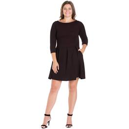 Plus Size 24/7 Comfort Apparel Fit N' Flare Pocket Dress