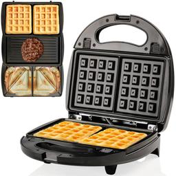 Ovente Electric Indoor Sandwich Grill Waffle Maker Set
