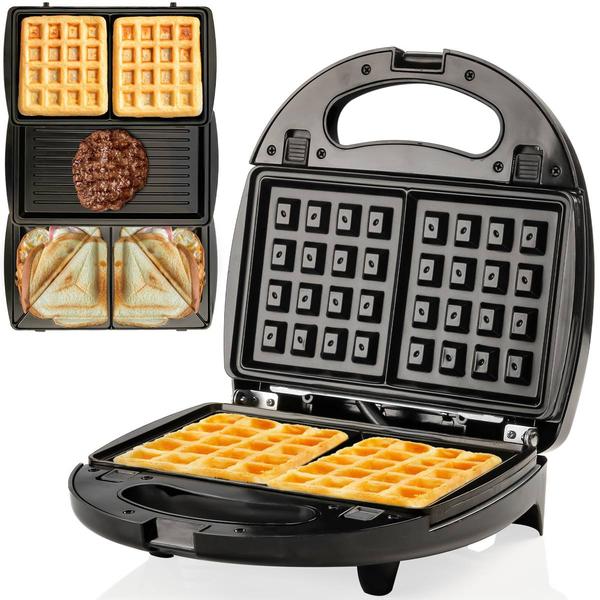 Ovente Electric Indoor Sandwich Grill Waffle Maker Set - image 