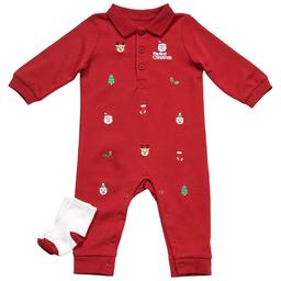 Baby Unisex (3-12M) Little Me(R) My First Christmas Polo Jumpsuit