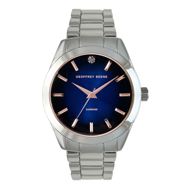 Mens Geoffrey Beene(R) Silver Band/Blue Dial Watch-GBA0008SL - image 