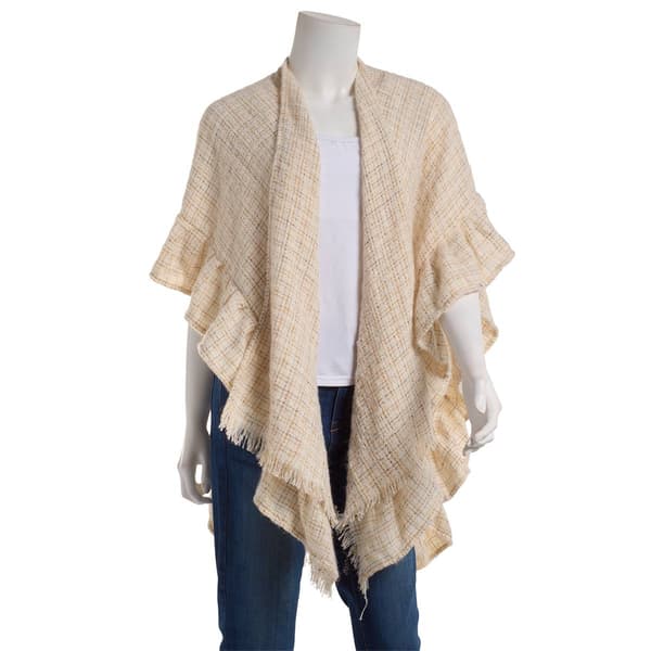 Womens Anne Klein Tweed Ruffle Ruana