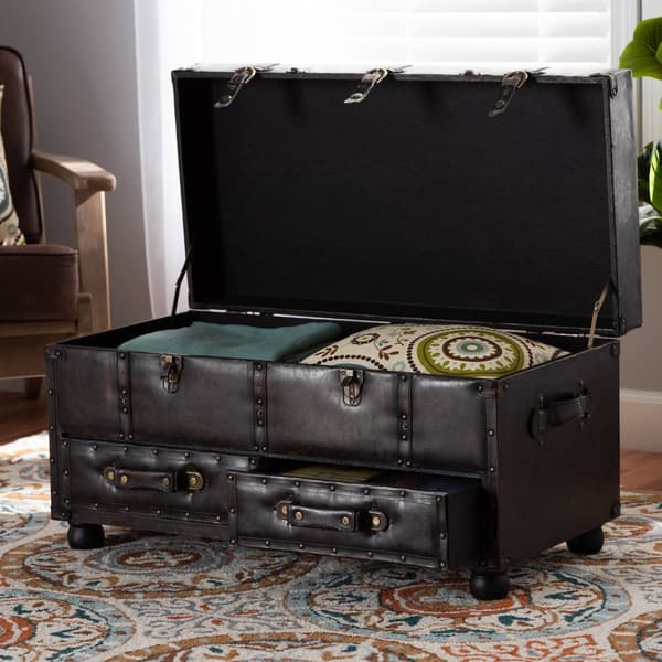 Baxton Studio Callum 2 Drawer Storage Trunk Ottoman