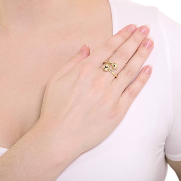 Athra 14kt. Gold over Brass Ball Bypass Ring