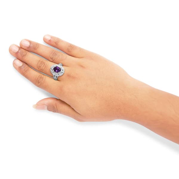 Haus of Brilliance Sterling Silver Purple Amethyst Ring