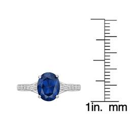 Sterling Silver Ring w/ Created Sapphire & White Topaz