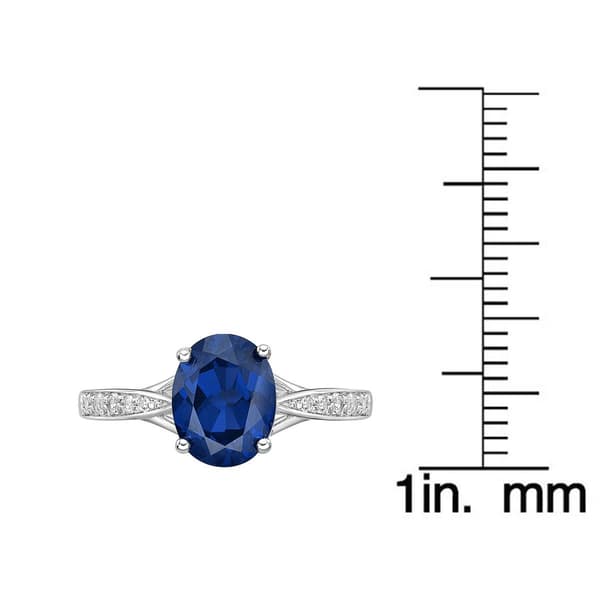 Sterling Silver Ring w/ Created Sapphire & White Topaz